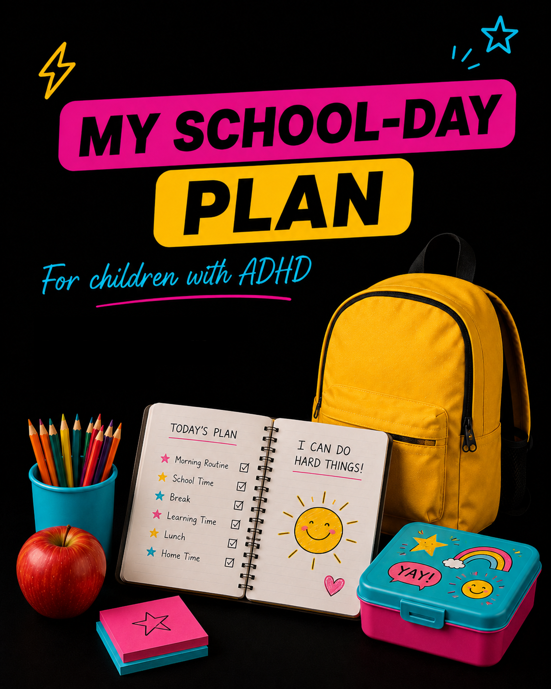 My School-Day Plan — a child's daily plan notebook, backpack and lunchbox